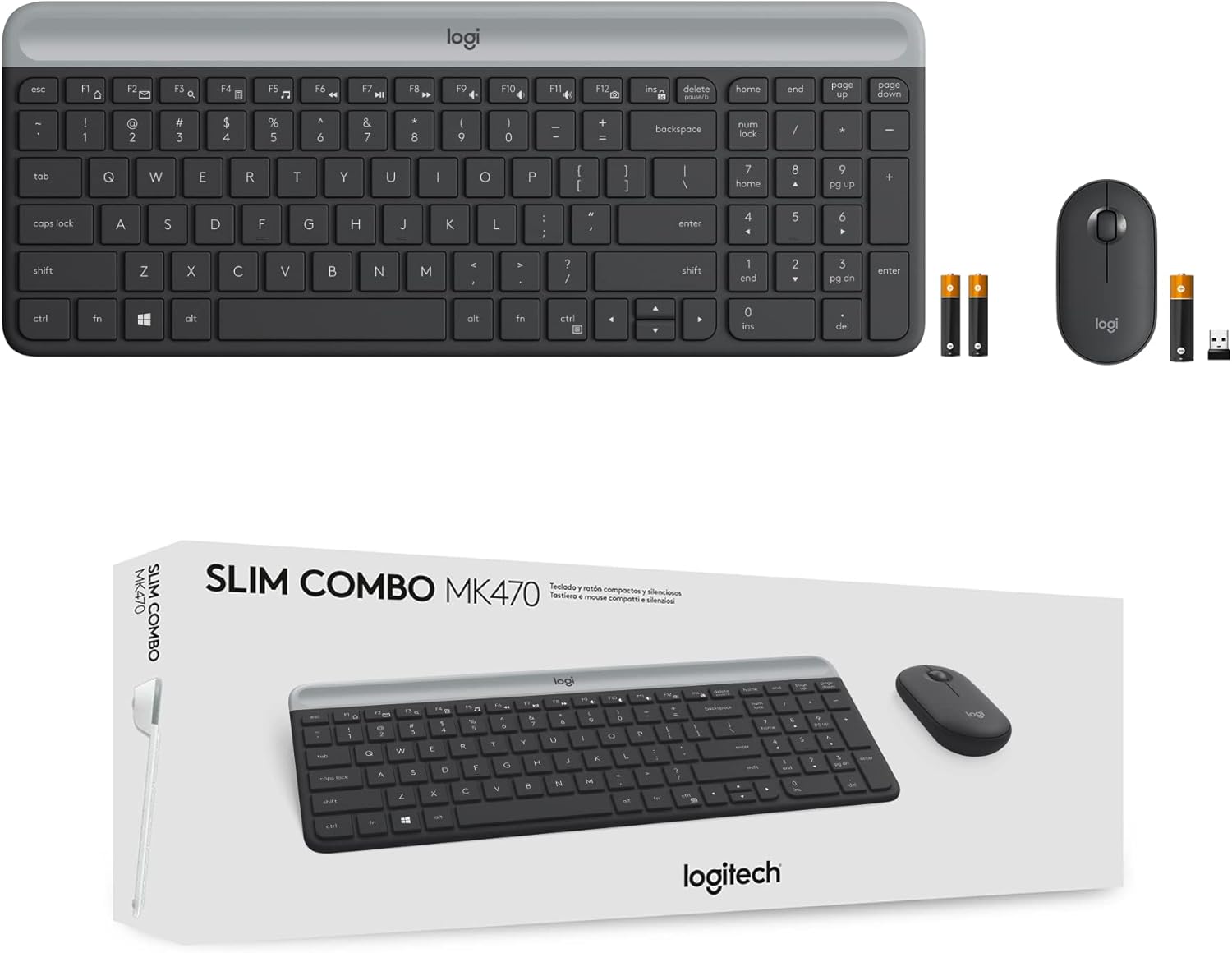 Kit Teclado Y Mouse Inalámbrico Logitech Mk470 Color Negro