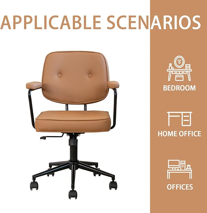 Silla De Oficina Vintage Cuero Sintético Ruedas 360®