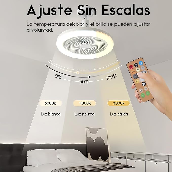 Lampara Led Con Ventilador Incorporado Y Control Remoto ®