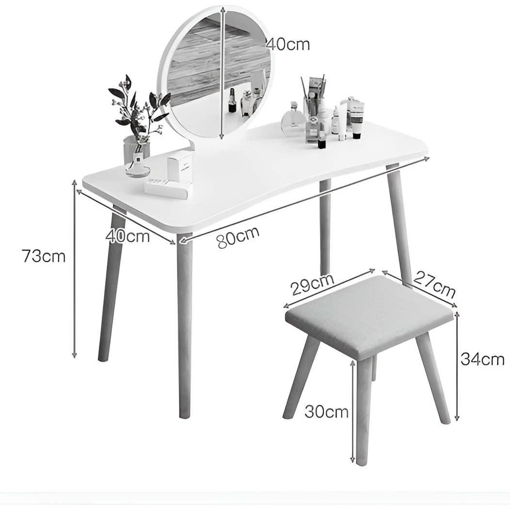 Escritorio Tocador Con Espejo 38cm Y Banquito 80x40x113cm®