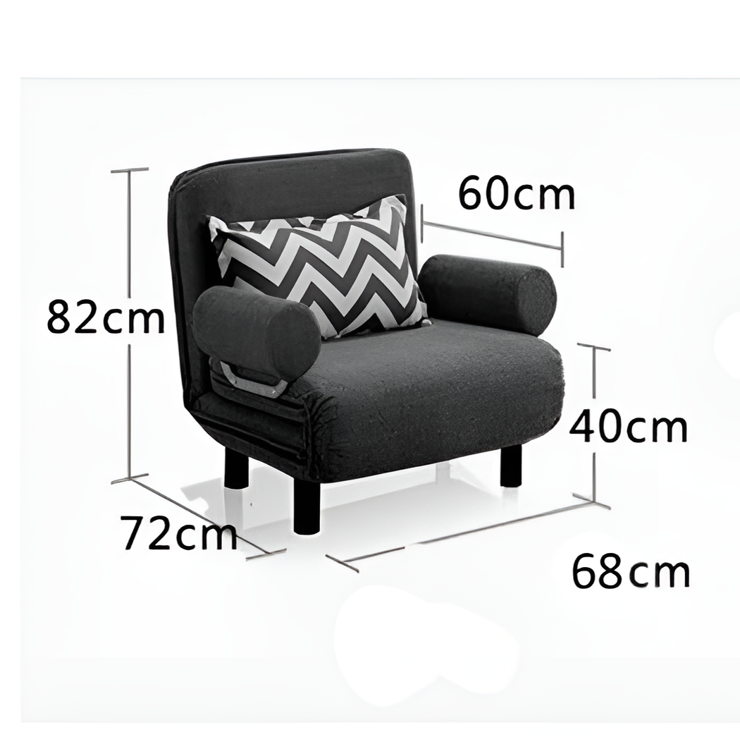 Sofá Cama 1 Cuerpo Reclinable Plegable Con Boza Brazos Gris®