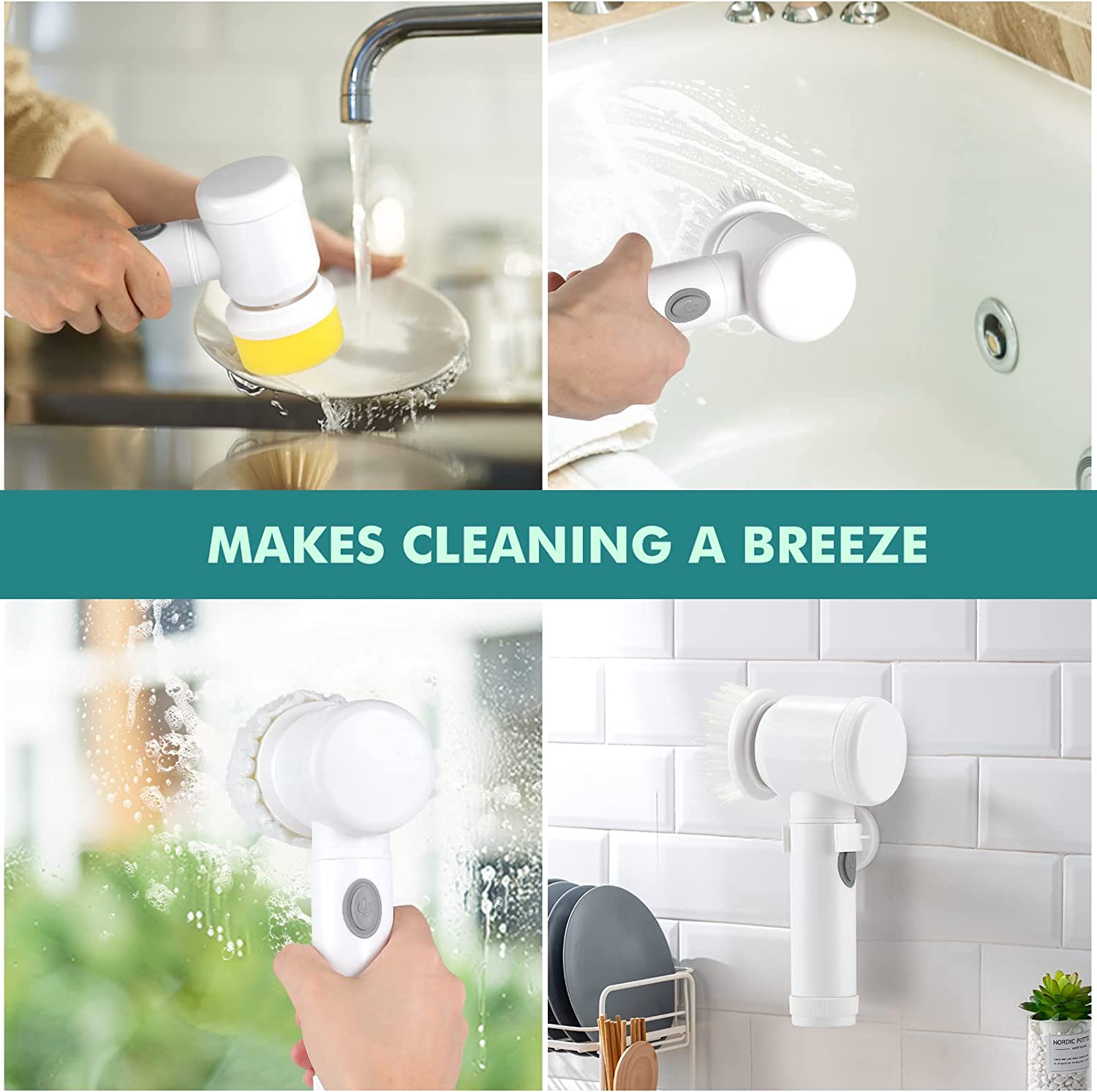 Cepillo Giratorio Limpieza Inalámbrico Baño Hongos 3 En 1 M®