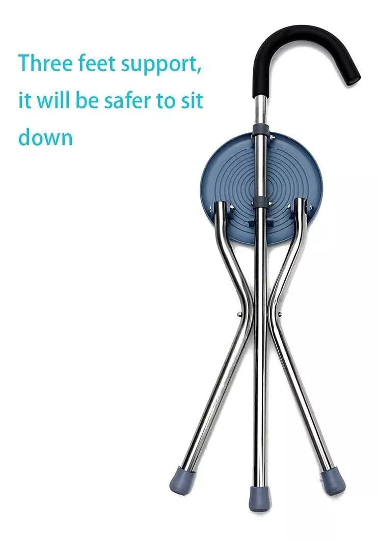 Bastón Con Asiento Plegable, 3 Apoyos Acero Inoxidable®