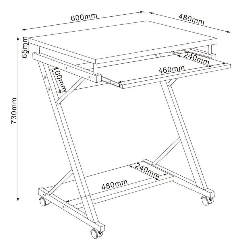 Escritorio Practico Y Compacto Con Ruedas De Metal Y Mdf®