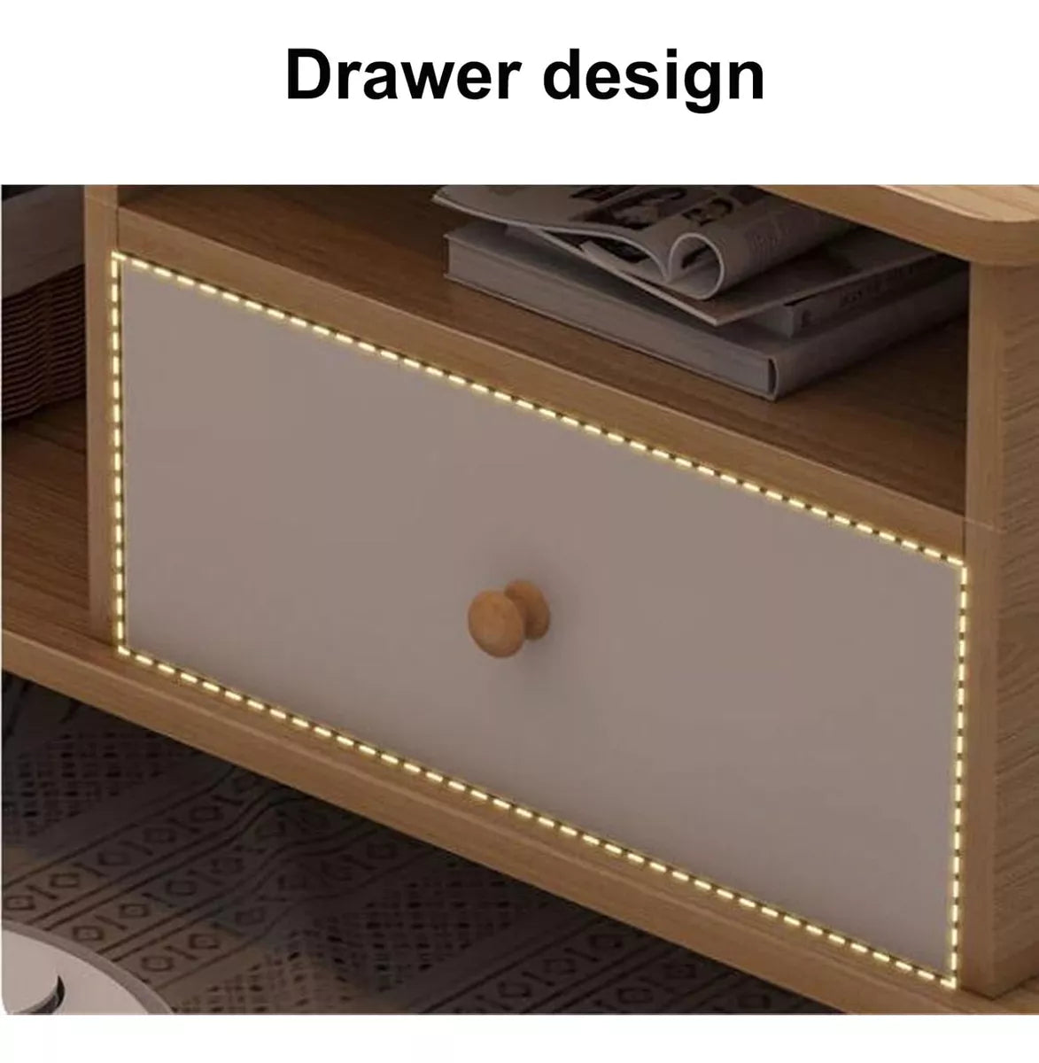 Mesa Ratona Premium Auxiliar Natural Estante Cajón 120x60cm®