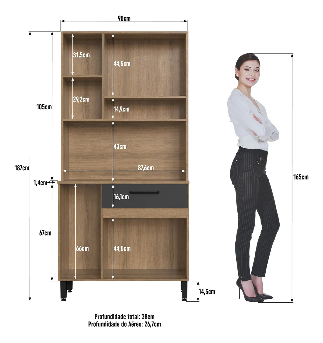 Muebles De Cocina Kit Multiuso 5 Puertas 1 Cajón 1 Estante Miel/Grafito®