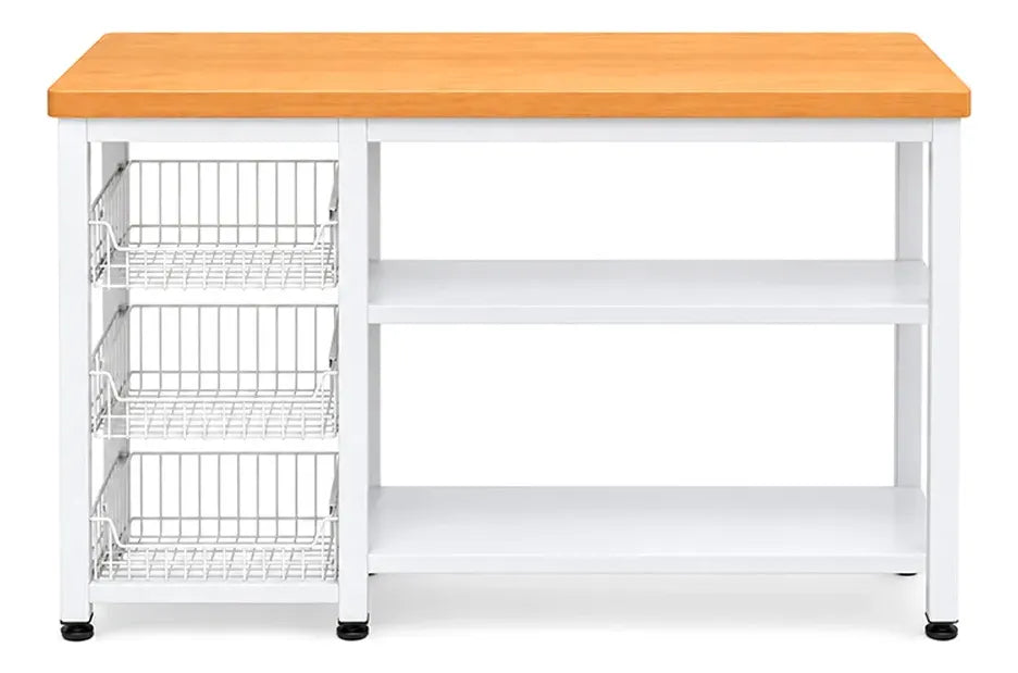 Organizador de cocina auxiliar MDF y metal blanco y natural