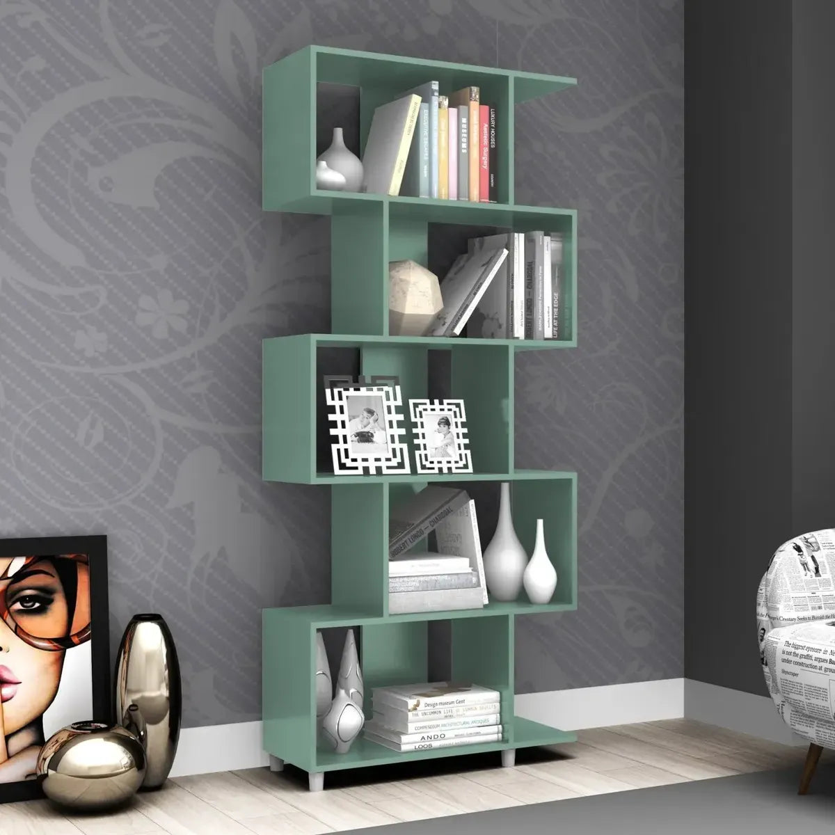 Biblioteca Geometrica Linea Retro 5 Estantes Premium Resist®