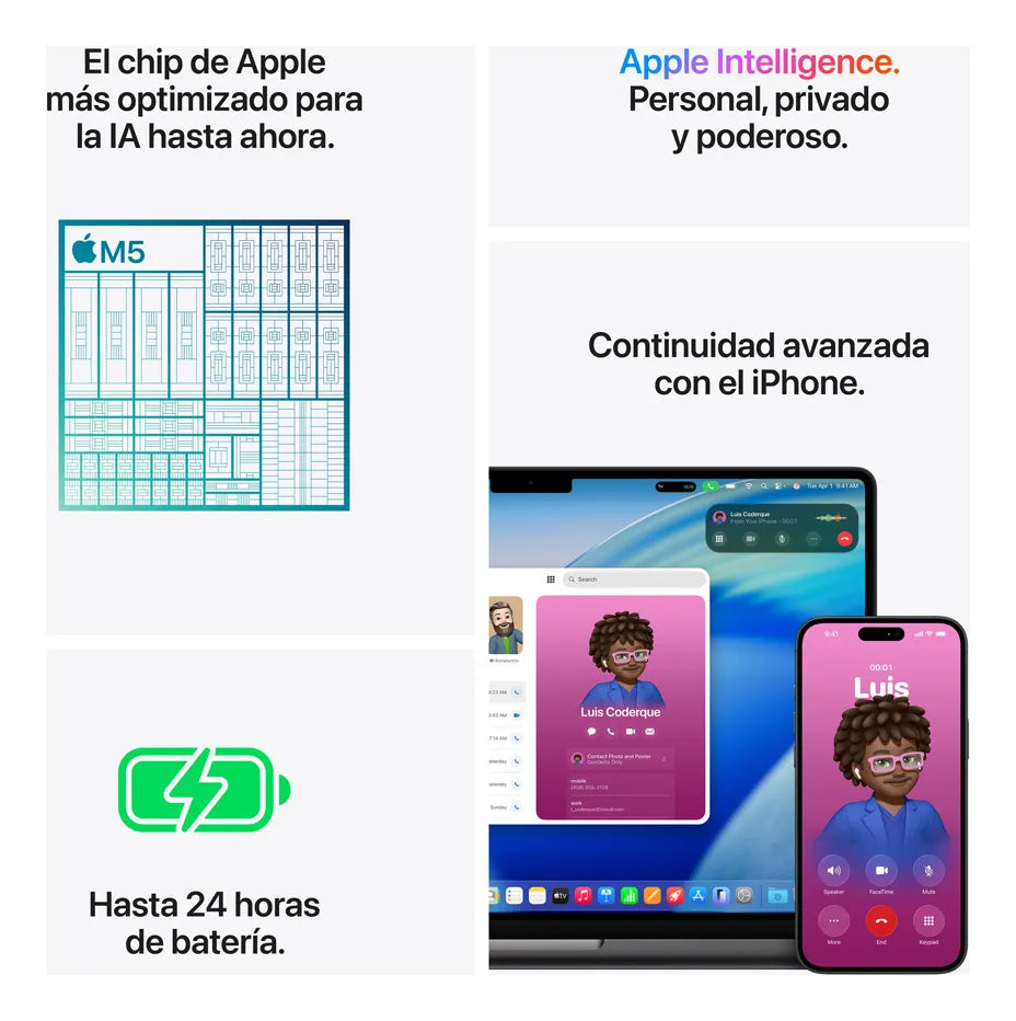 Apple 2025 MacBook Pro 14pulg Chip M5 de Apple, CPU y GPU 10 núcleos, 16GB Memoria unificada, 512 GB®