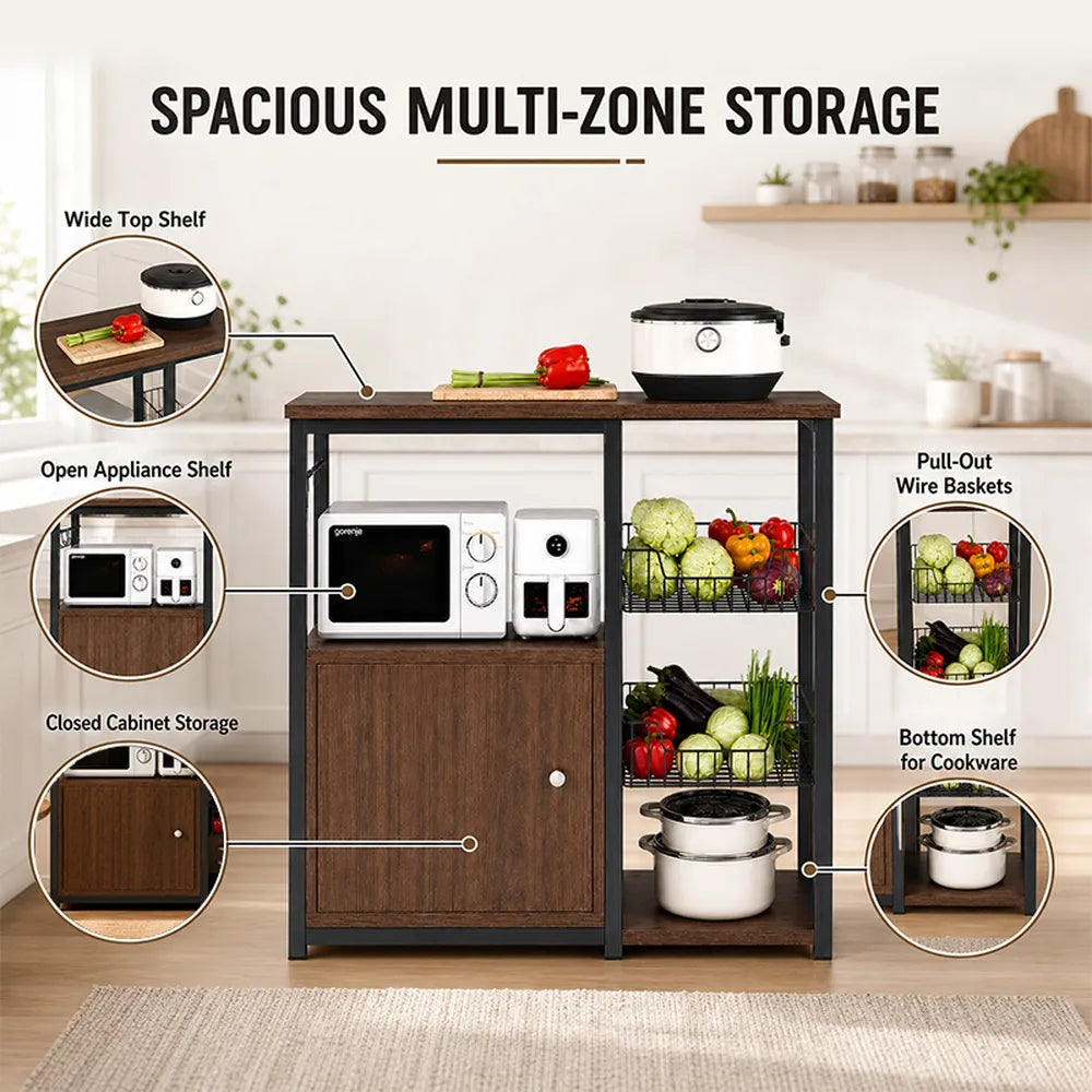 Organizador Multiuso De Cocina Premium Metal Madera Marrón®