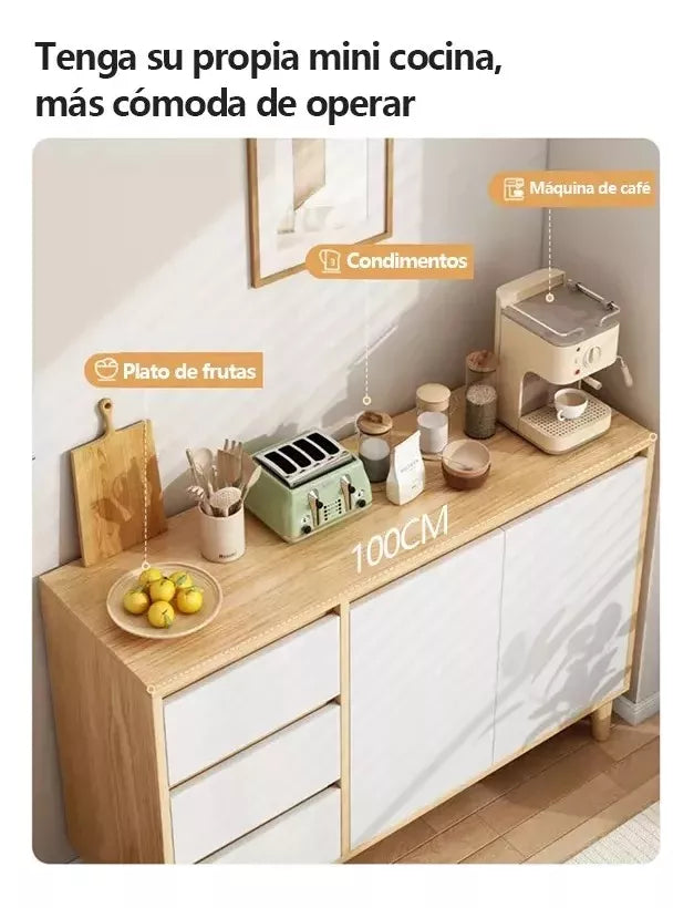 Mueble Organizador Alacena 3 Cajones 2 Puertas 100x30x80cm®