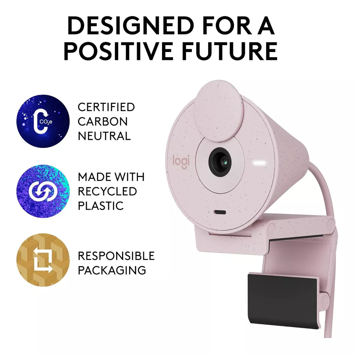 Logitech Webcam Brio 300 Usb-c 2mp/30fps 1080p Color Rosa