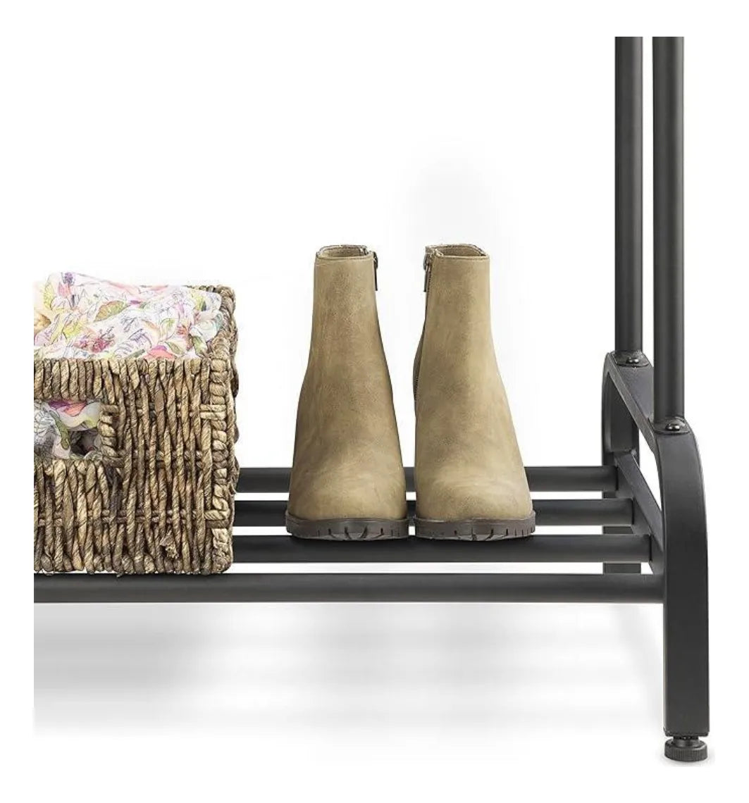 Perchero Doble De Metal Con Estante Inferior 110x54x150 Cm®