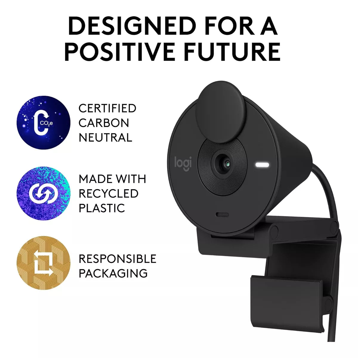 Webcam Logitech Brio 300 Full Hd Micrófono Integrado Negro