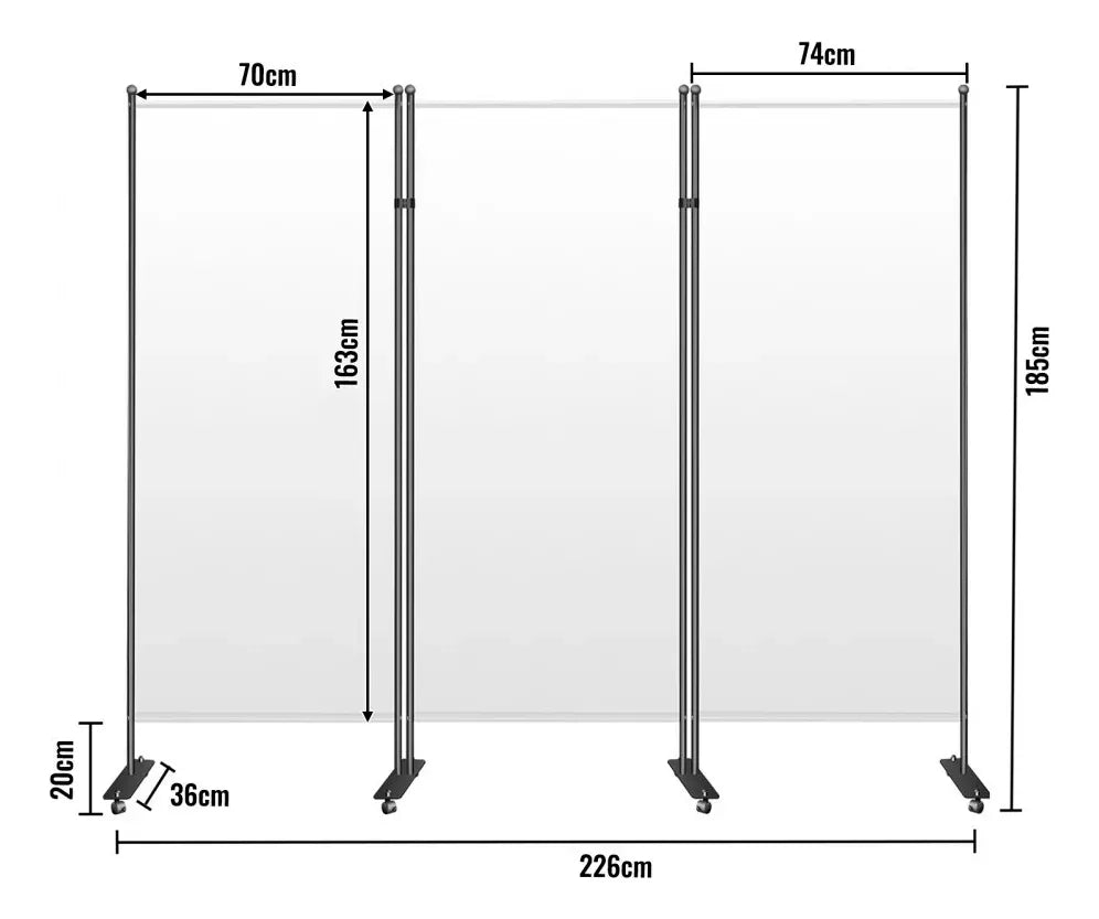 Biombo Separador 3 Paneles 226x185cm Poliéster Con Ruedas®