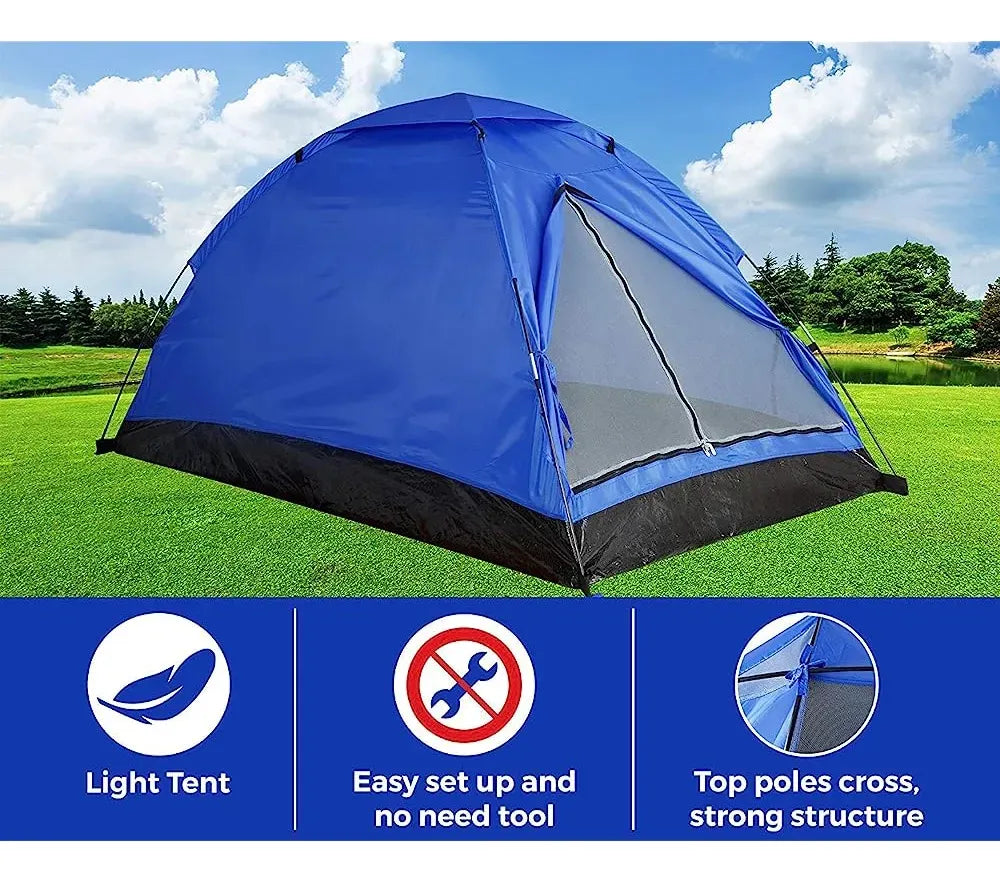 Carpa Iglú De Camping 2.1x1.5m Impermeable 3 Personas Azul®