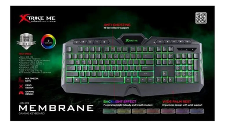 Teclado Gamer Xtrike Me Kb-509 7 Colores Led Y Soporte®