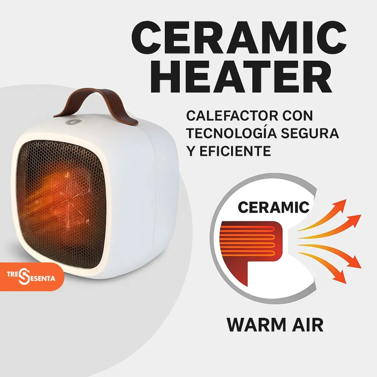 Calefactor Cerámico Portátil Ideal Escritorio Silencioso®