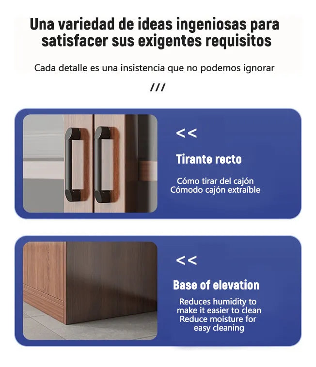 Estantería Armario Para Cocina 2 Cajones 4 Puertas 180cm®