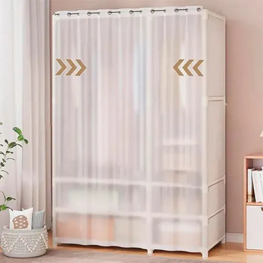 Ropero Organizador Practico Metal Y Tela 4 Estantes Beige®