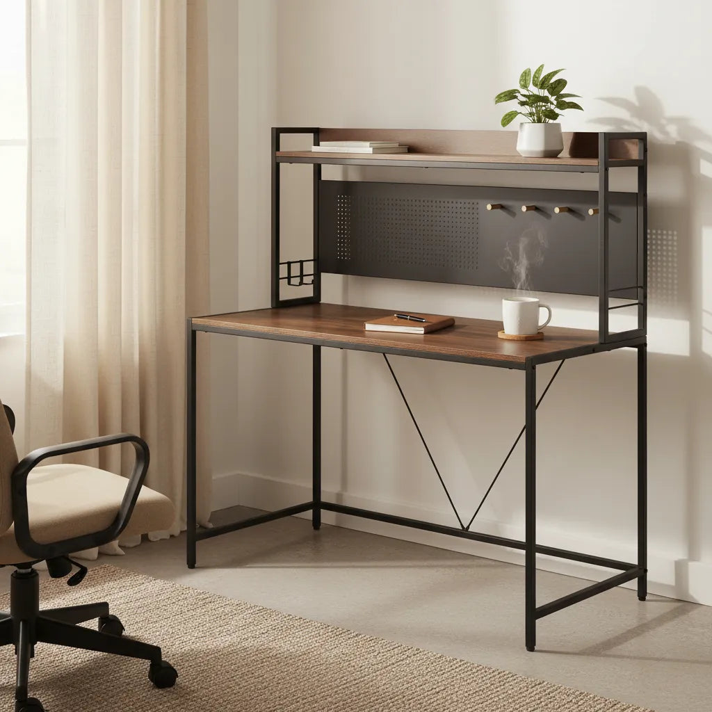 Escritorio Industrial Con Estante/panel Organizador Premium®