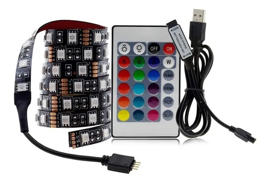 Cinta Tira Led Para Deco Usb Multicolorgb Control 5 Metros®