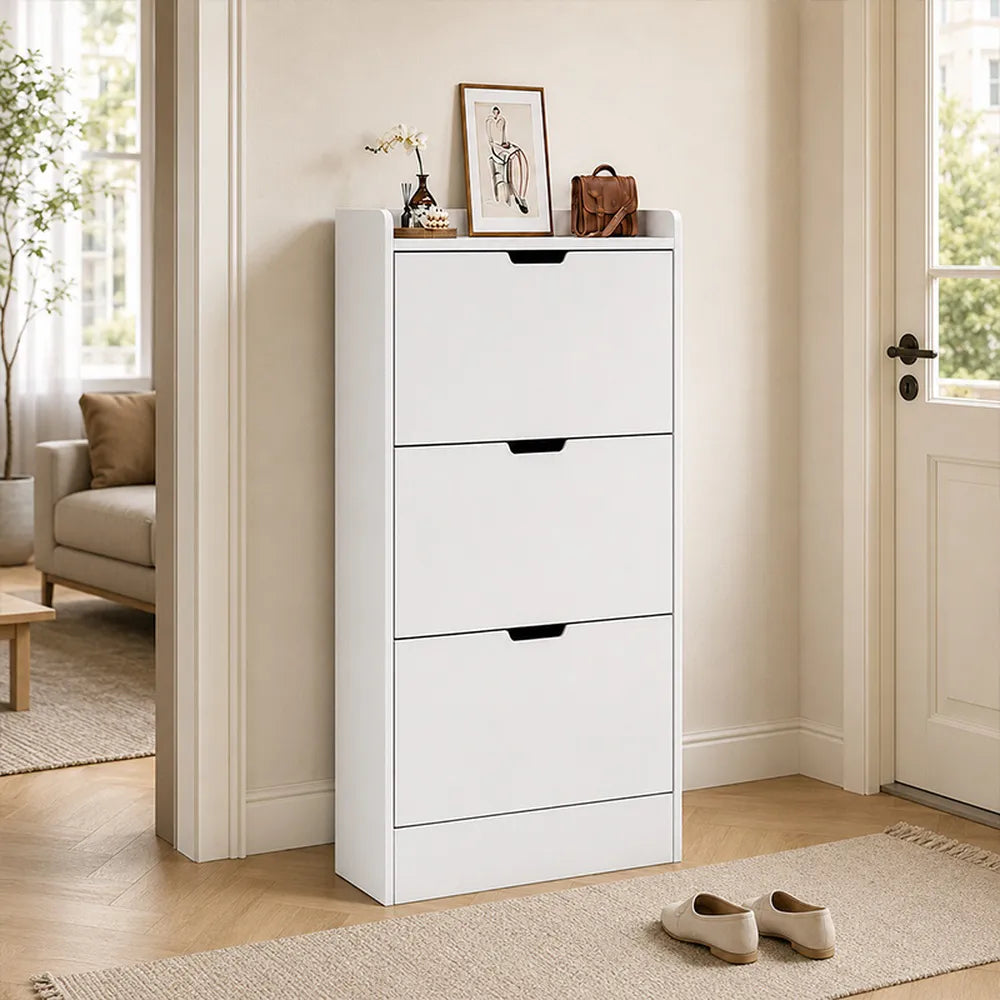 Zapatera Mdf 3 Niveles Con Estante Blanco Hasta 12 Pares®