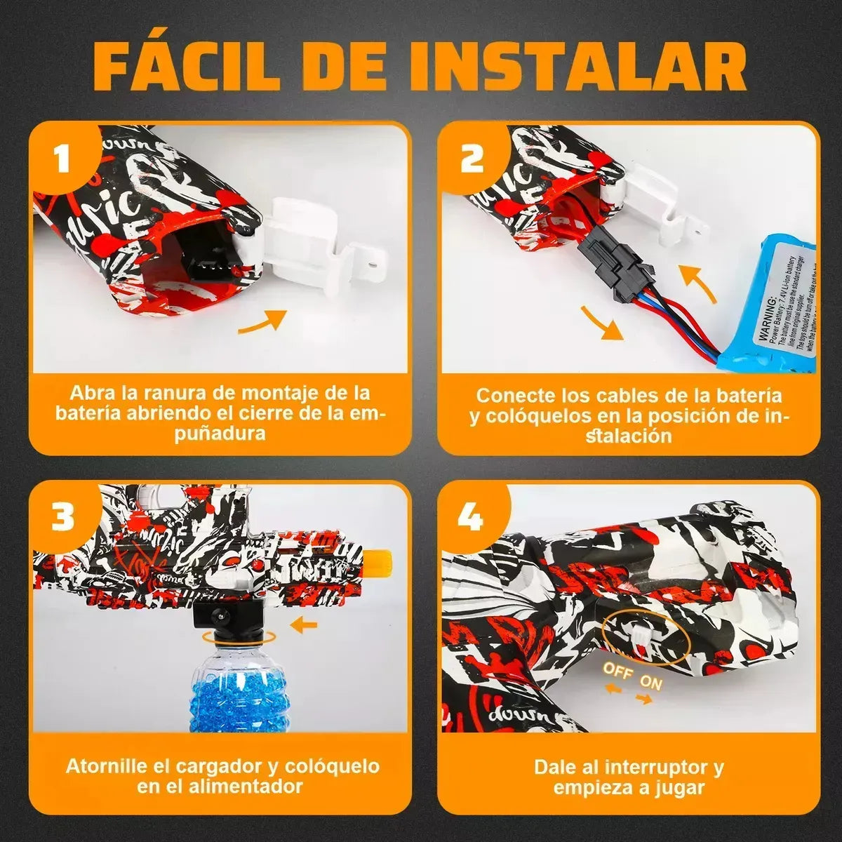 Pistola Hidrogel A Bateria St604b Automatica Metralleta®