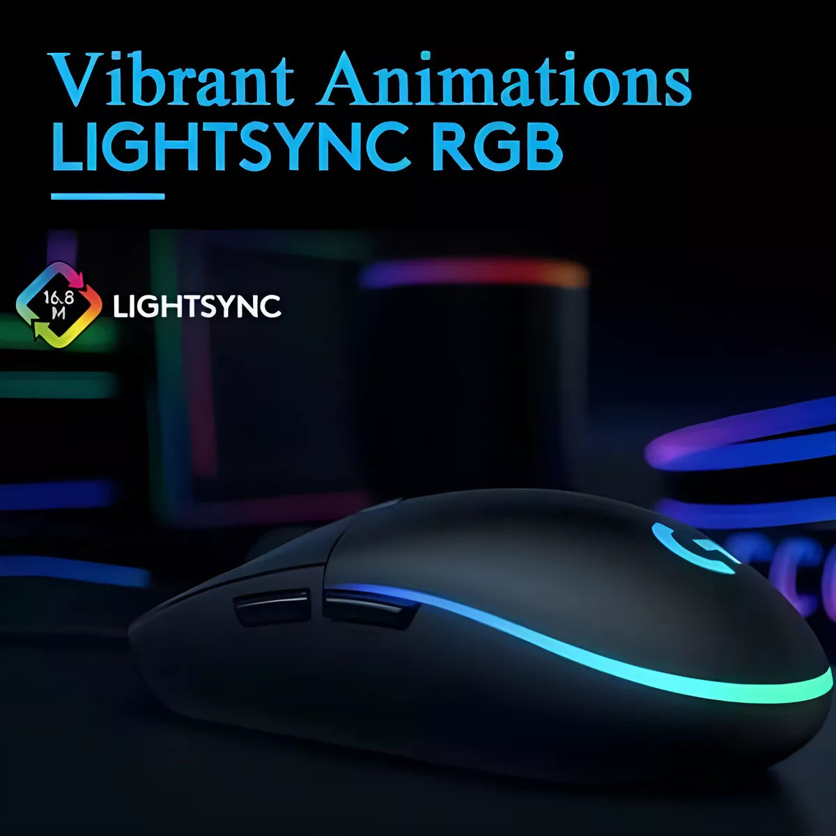 Mouse Gamer Logitech G203 Lightsync Cableado 8000 Dpi Negro