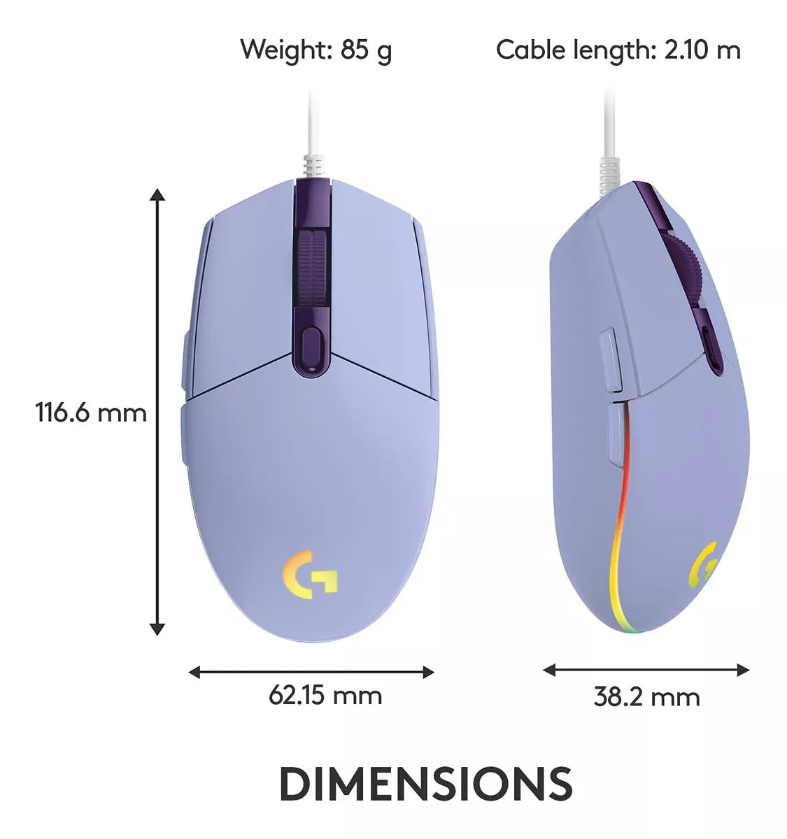 Mouse Gamer Logitech Gg Series G203 8000dpi 6 Botones Lila