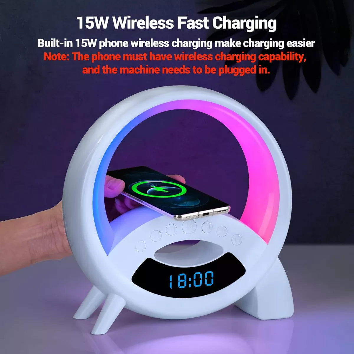 Lampara Veladora Q Parlante Cargador Inalámbrico Luces Rgb®