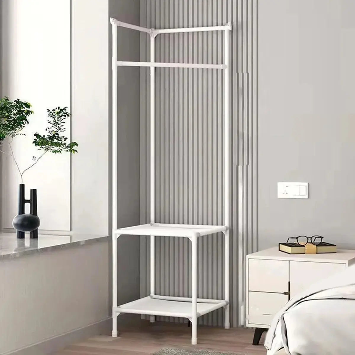 Perchero Esquinero Metalico 2 Estantes Resistente 180x45cm®