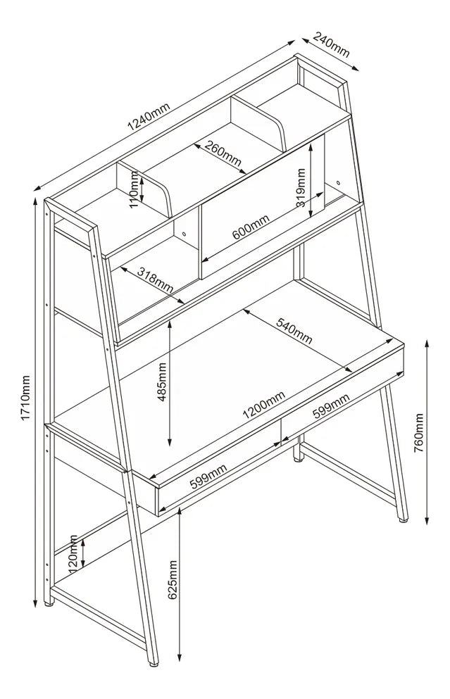 Escritorio Industrial Gabinete Estantes Y Cajones Premium®