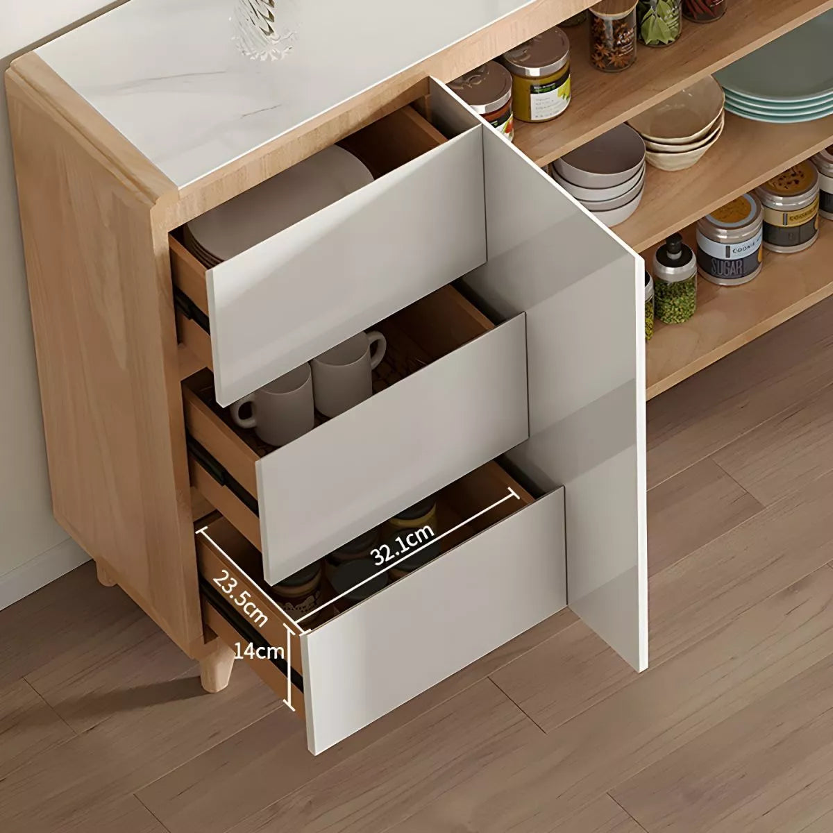 Mueble Organizador Alacena 3 Cajones 2 Puertas 100x30x80cm®