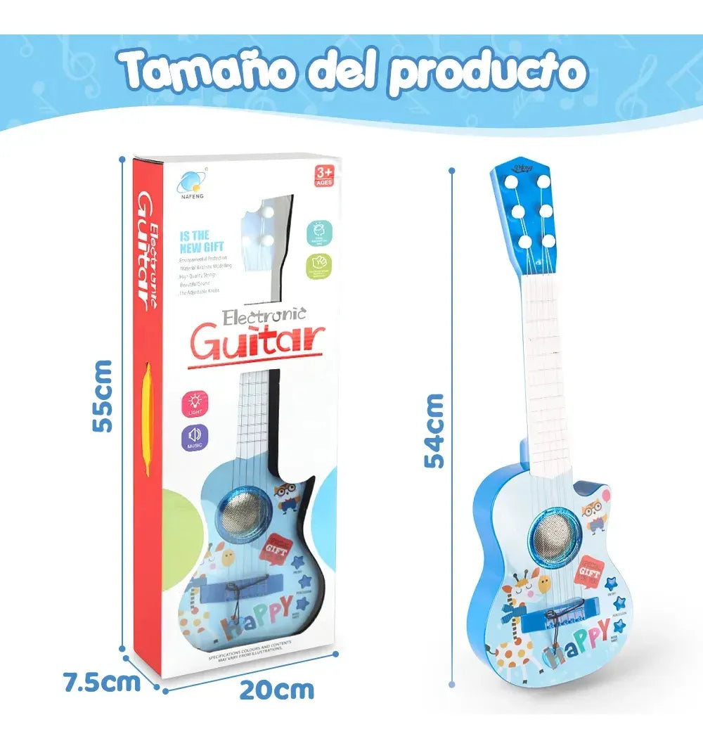 Guitarra Para Niños De Juguete Celeste Con Luces Y Sonido®