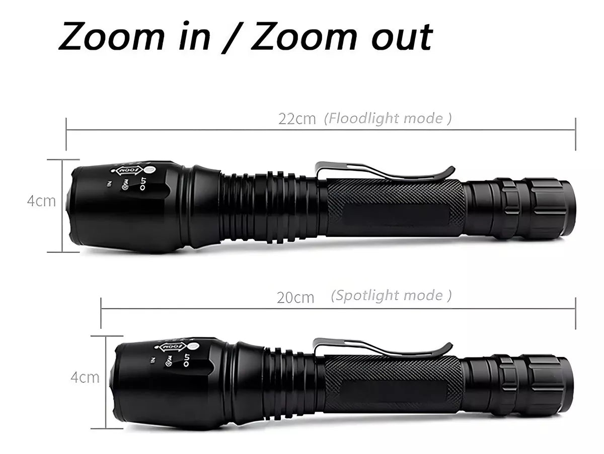 Linterna Táctica Led Wlxy Br-9000, 16500 W, 46000 Lm, Completa Con 2 Baterías De 5200 Mah Y Cargador Bivolt