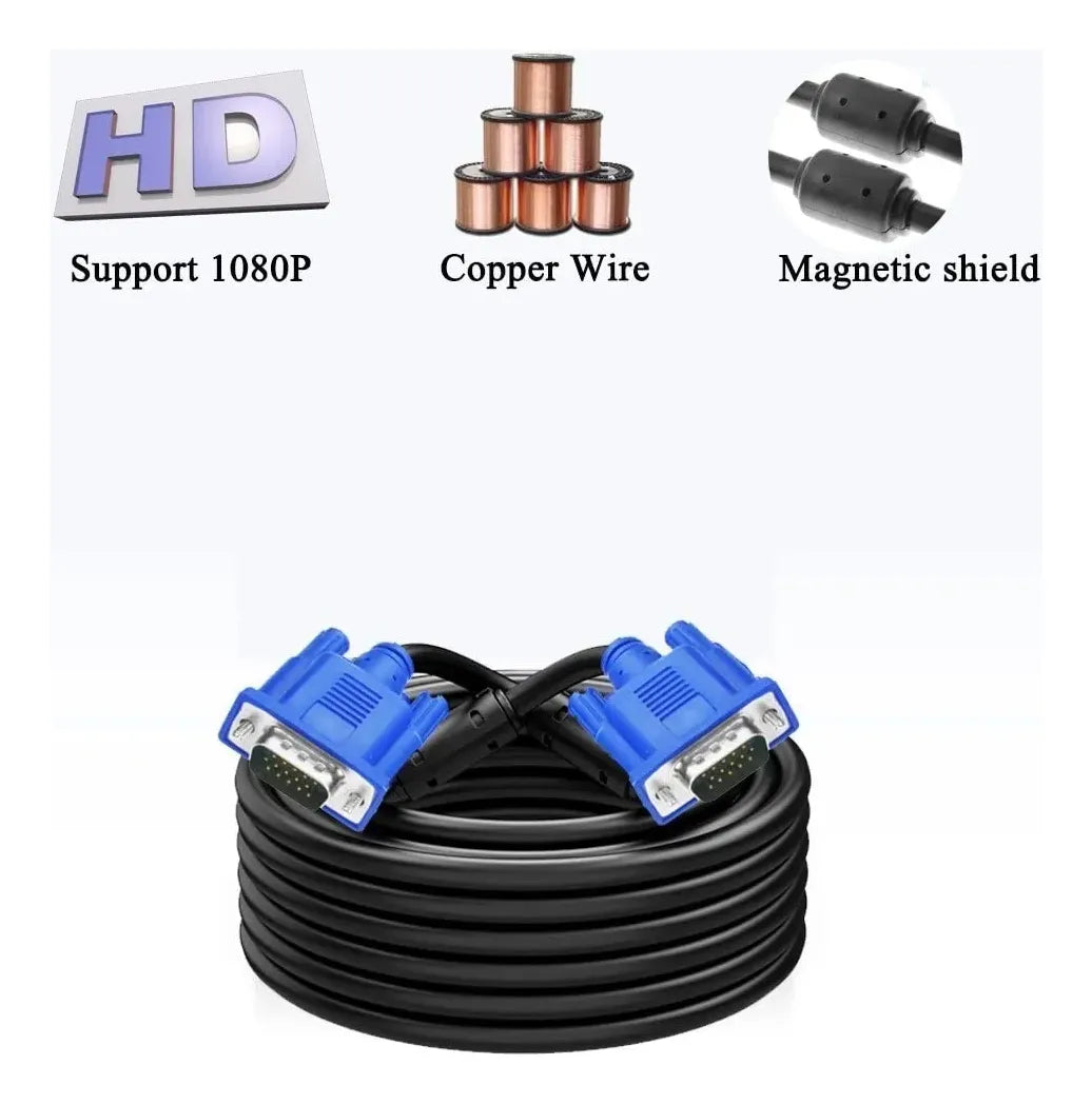Cable Vga De Conexion 1.5 Metros Macho Con Filtros®