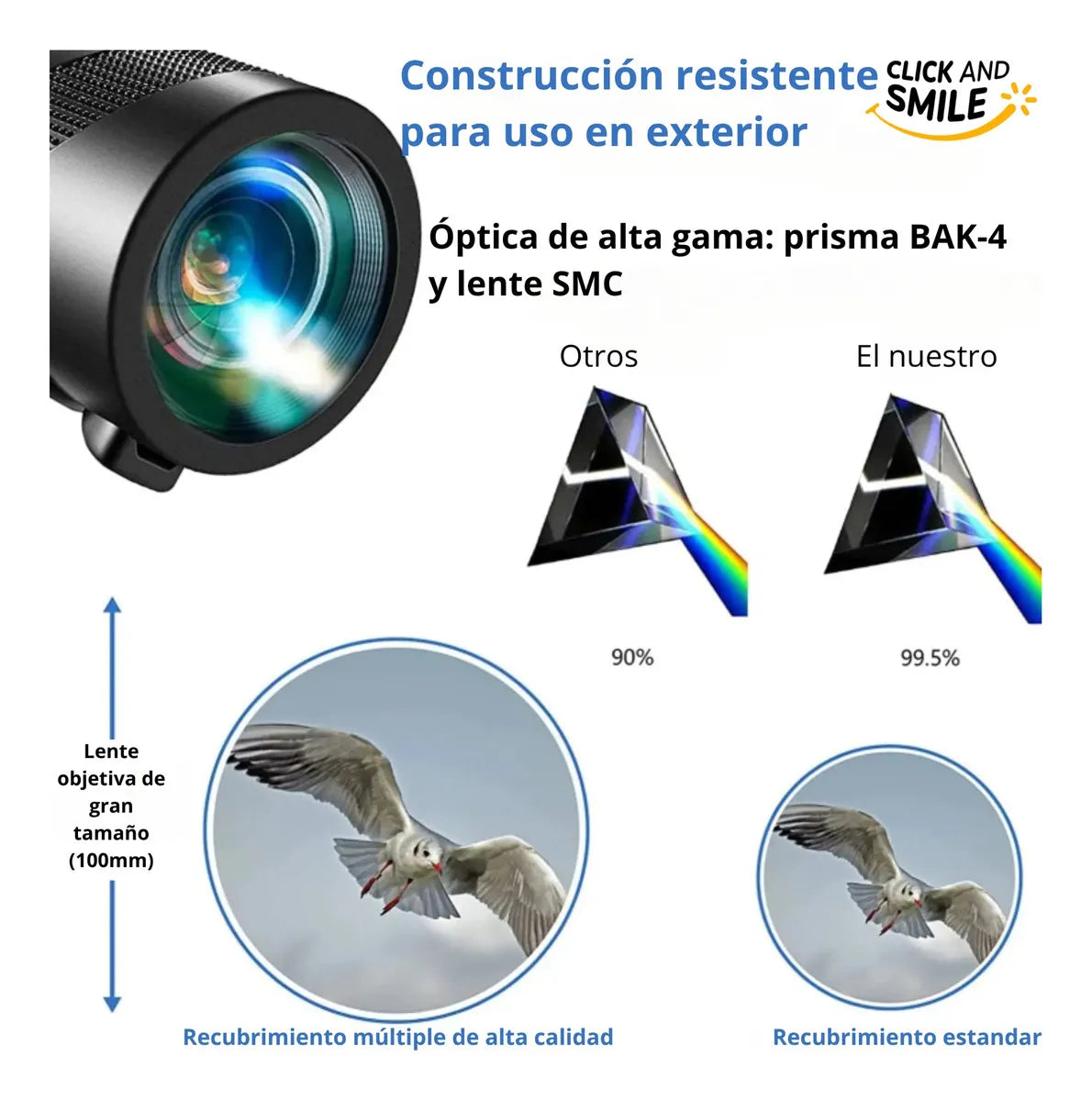 Monocular 80x100 Telescopio Alta Potencia Camping Vision Nitida con Tripode para celular ®