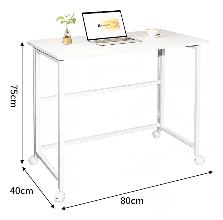 Escritorio Plegable Minimalista Metal/Mdf Práctico Blanco®