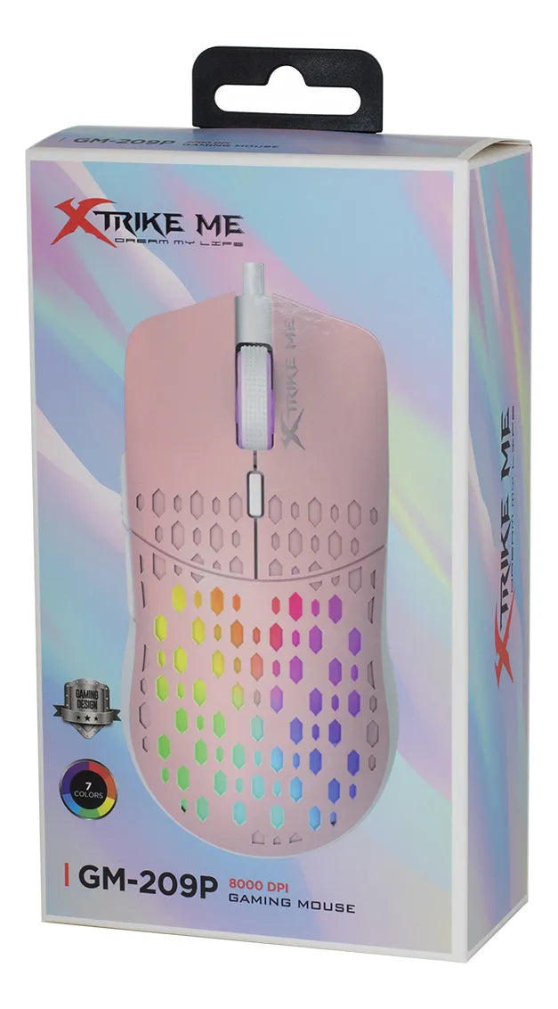 Mouse Gamer Xtrike Me Gm-209p Rgb Rosado Luces Led®