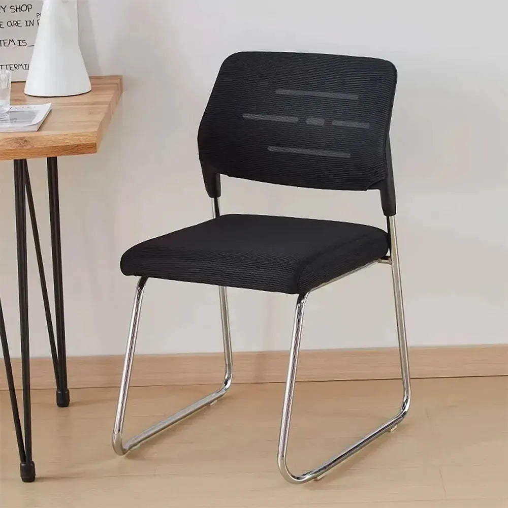 Silla Con Respaldo Tapizada Acolchonada Patas Cromadas Negra®
