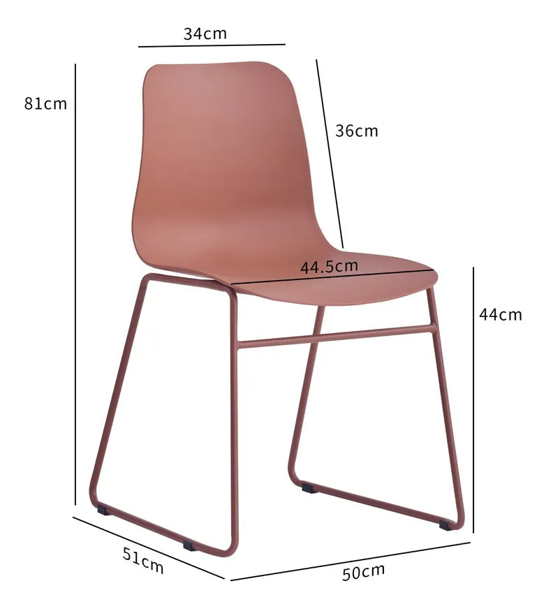 Silla Moderna De Polipropileno/base Metal Terracota Premium®