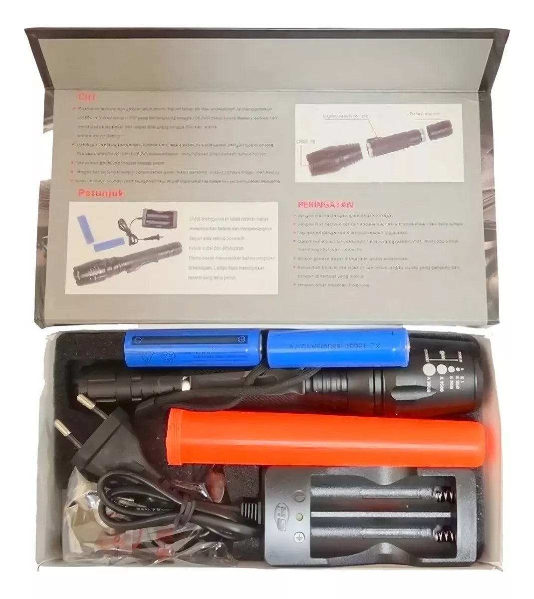 Linterna Táctica Led Wlxy Br-9000, 16500 W, 46000 Lm, Completa Con 2 Baterías De 5200 Mah Y Cargador Bivolt