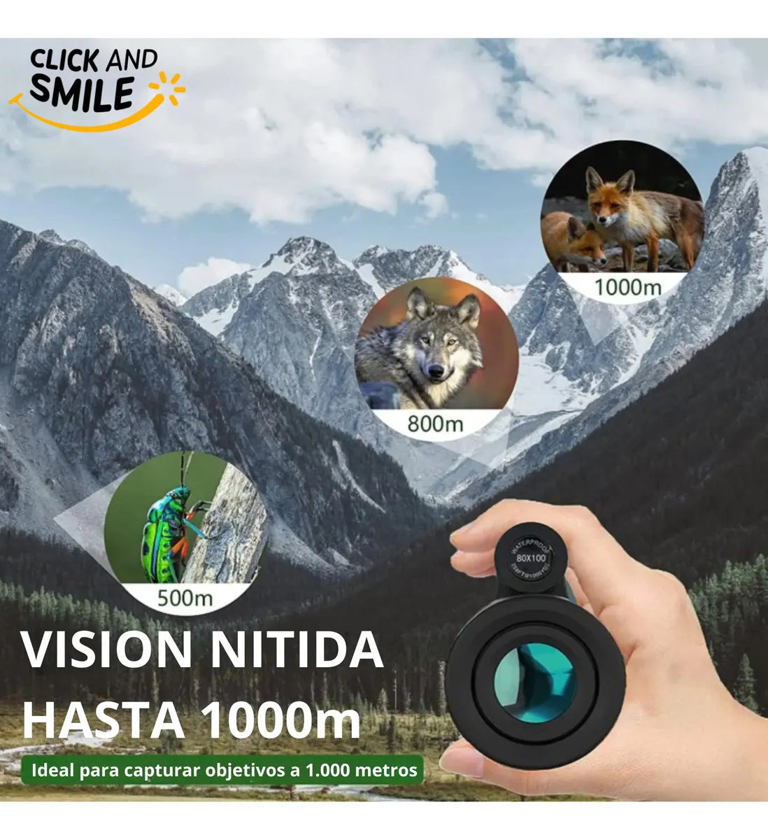 Monocular 80x100 Telescopio Alta Potencia Camping Vision Nitida con Tripode para celular ®