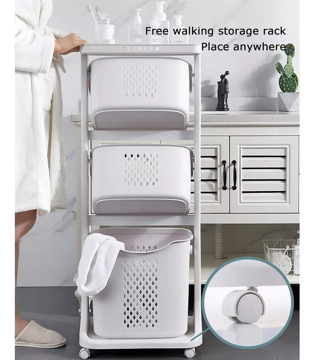 Organizador Transportable 3 Cestos Y Estante Para Baño
