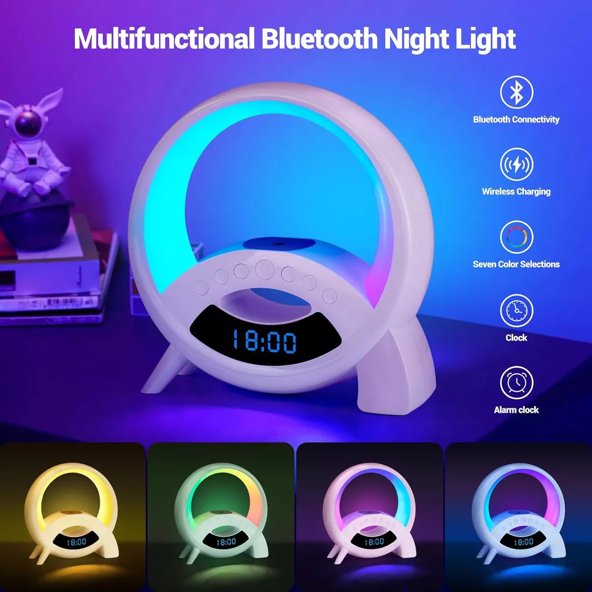 Lampara Veladora Q Parlante Cargador Inalámbrico Luces Rgb®
