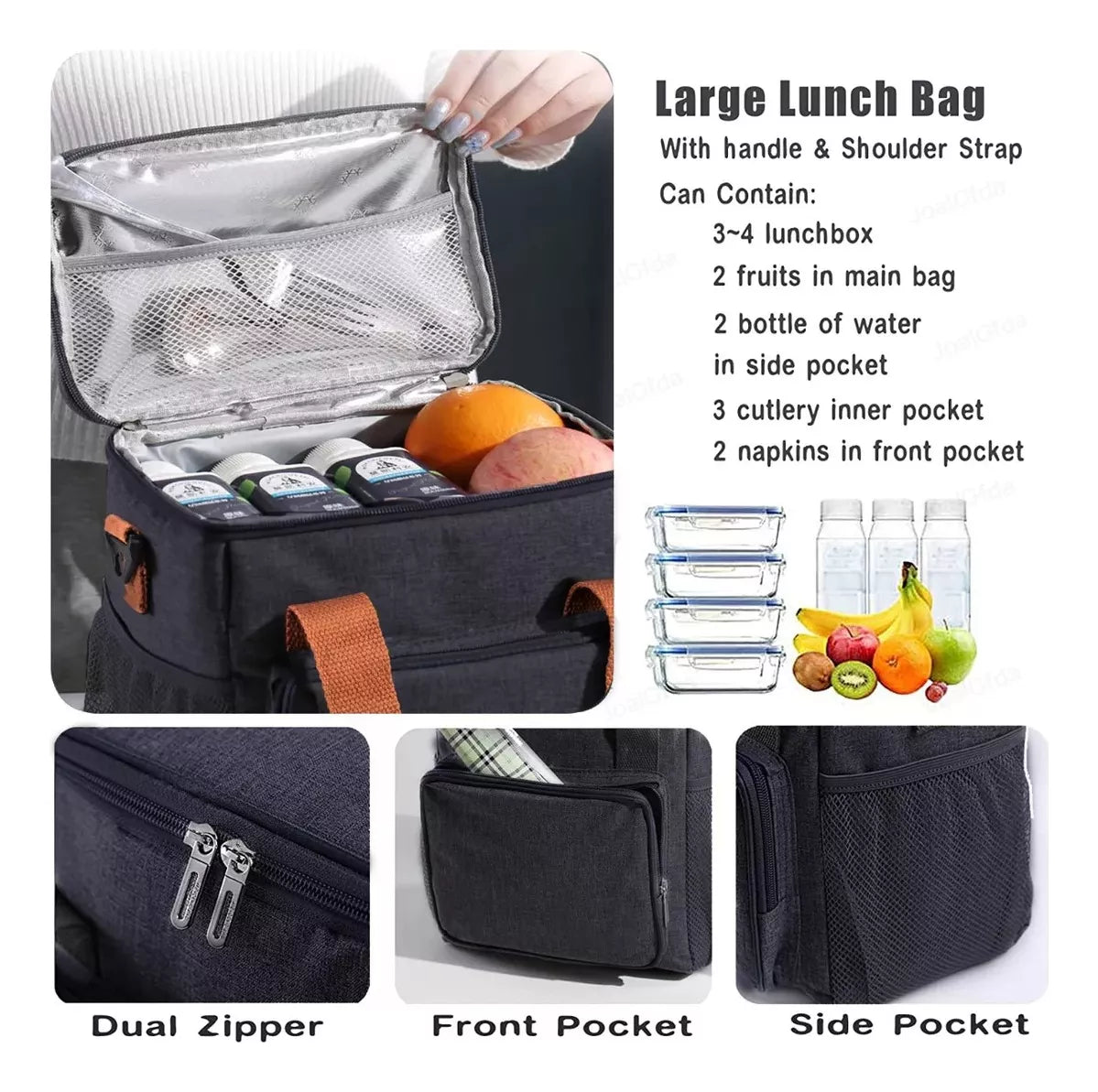 Lonchera Térmica De Gran Capacidad Con Correas Para Hombro®