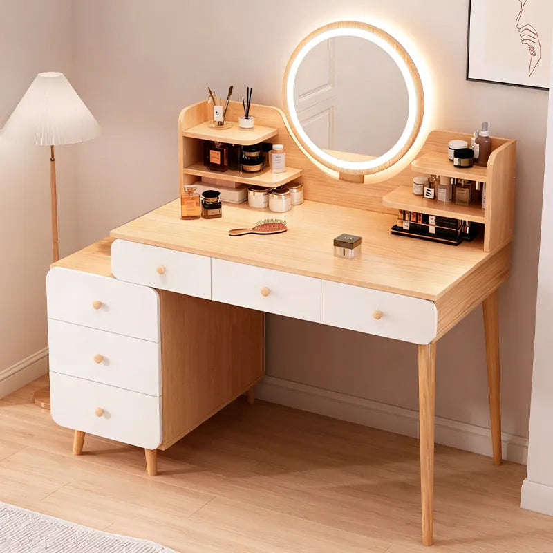 Escritorio Juvenil Para Maquillaje Moderno Mdf+Espejo Led®