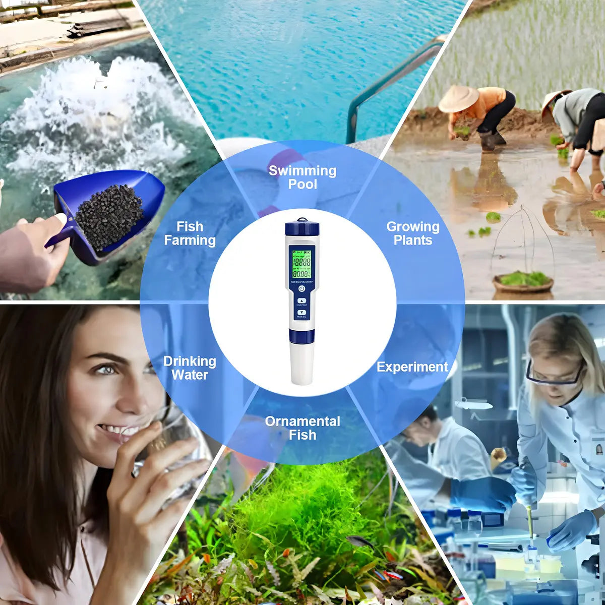 Medidor digital profesional de calidad del agua 5 en 1 PH®