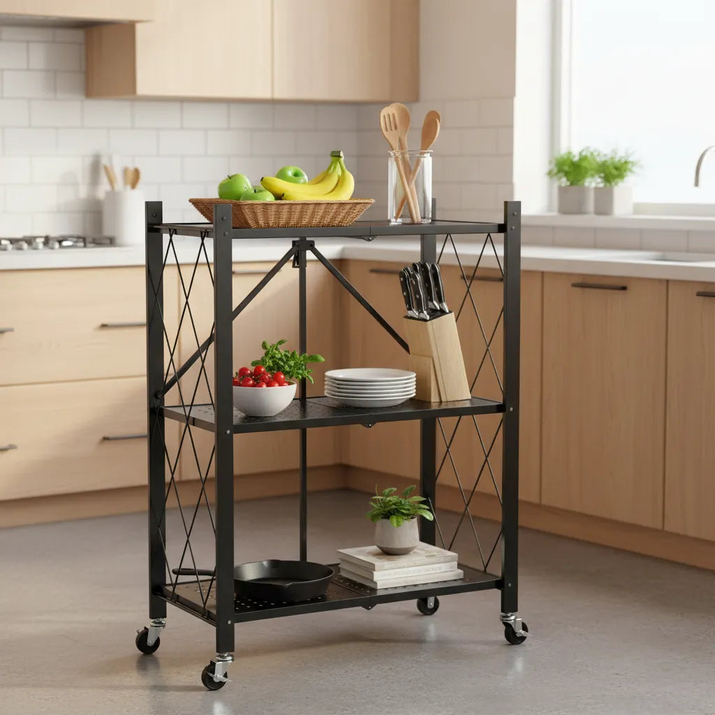 Estanteria Plegable 3estantes Con Ruedas Hasta 100kg Prof®